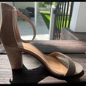 Sparkly Pink Champagne Block Heel